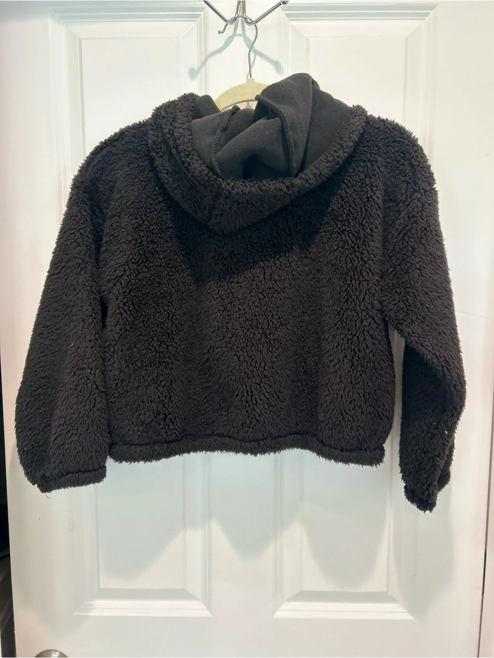 Splendid Girls Black Teddy Fleece Zip-Up Jacket Size 7/8 Cozy Soft Hooded